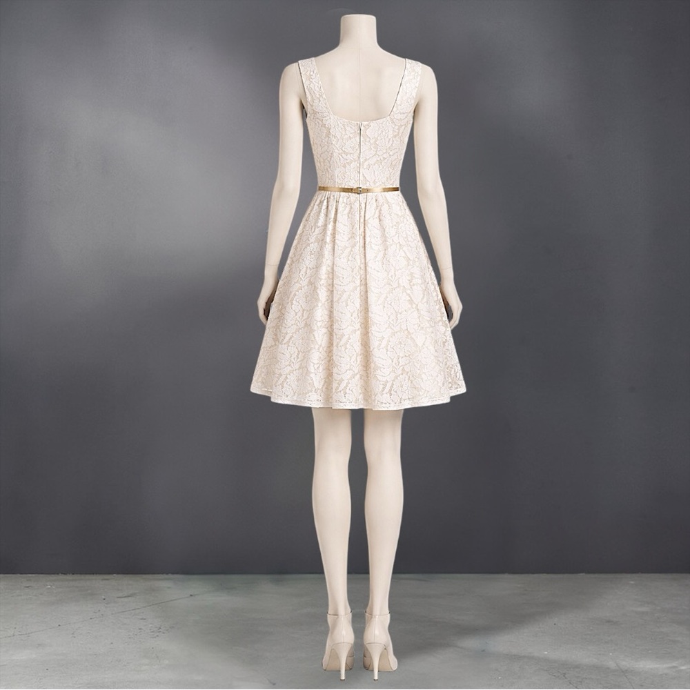 Jessica Howard Sleeveless Cream Lace Fit-and-Flare Dress - Picture 4 of 11